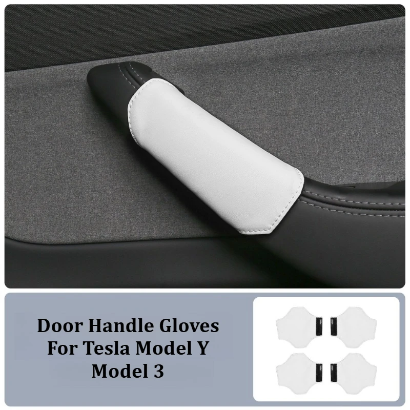 Door Handle Gloves for Tesla Model Y Model 3 Highland Handle Protection Holster Nappa Leather Handlebar Grip Cover Accessories