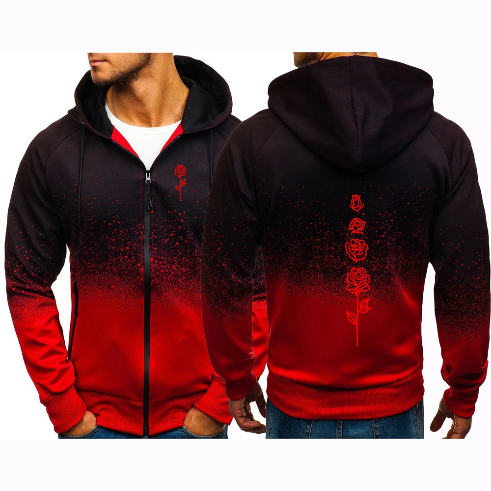 2026 Daily Commute Simple Comfortable Coat Spring Autumn Beautiful Rose Pattern Logo Print No Loss of Texture Hoodies Jacket
