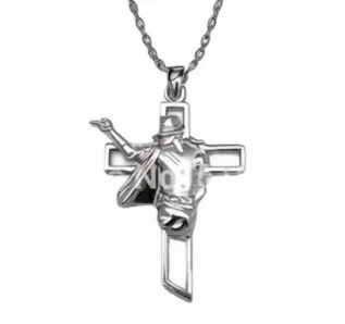 Michael Jackson Cross Necklace King Of Pop Dancer Rock Roll Dancing MJ Pendant Charm Punk Jewelry