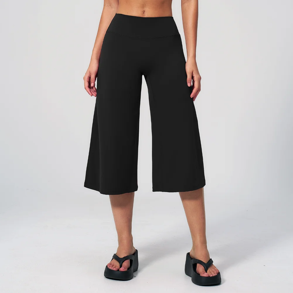 Yoga Clothes Mid Pants Women Wide Legs High Waist Fitness Pants Cycling Outdoor Leisure Sports Pants Quick Drying Wide-leg Pants image 5