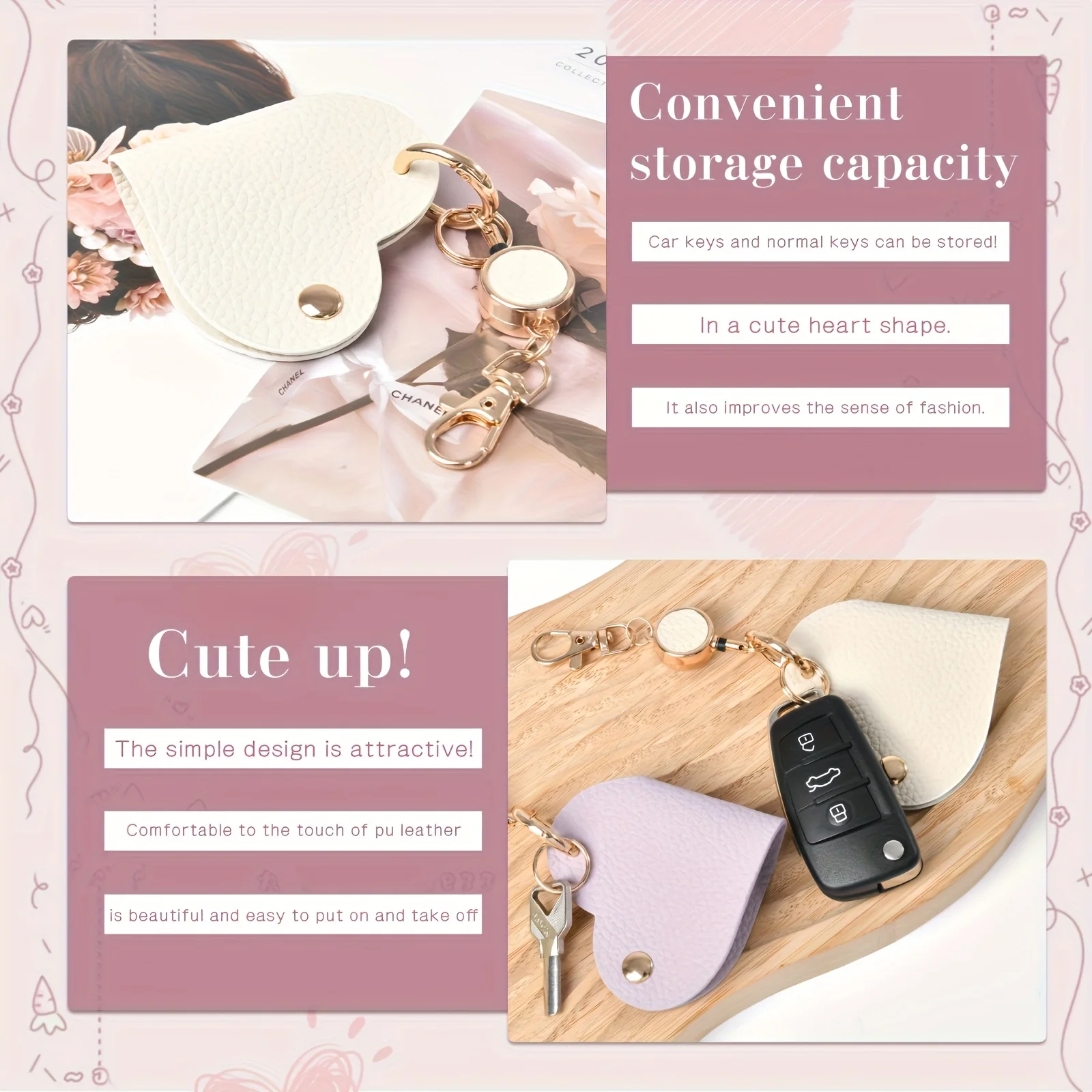 Herzförmiger Schlüsselanhänger mit einziehbarer Schnalle – das perfekte Accessoire für die Liebe und die ideale Wahl für Valentinstagsgeschenke – Detail 5