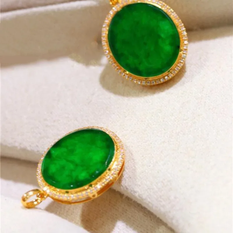 Calcedônia Natural Colar Circular, Cadeia Clavícula, Jóias Verde, Pingente Clássico, Luxo, Design Original, Alta Qualidade, Moda