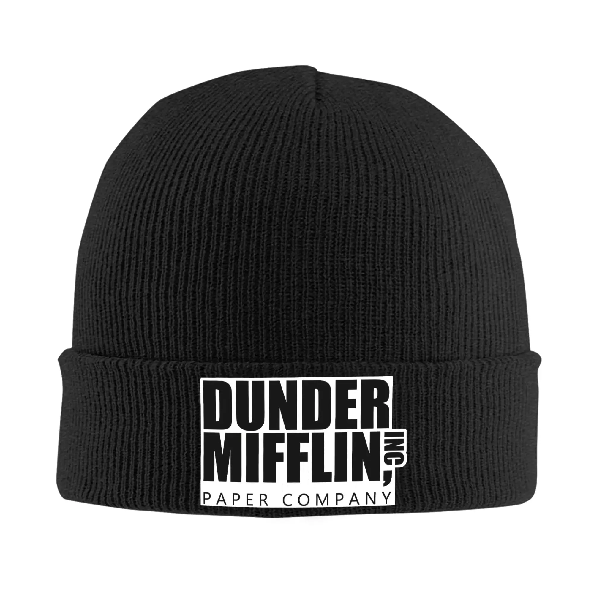 Adult Unisex Dunder Mifflin Logo Beanie Hats  Retro Knitting Hat Autumn Winter Outdoor Caps Design Thermal Elastic Bonnet Hats