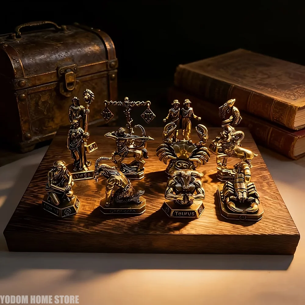 Handmade Brass Zodiac Signs - Vintage Constellation Statues, Home/Office Decor Collectibles