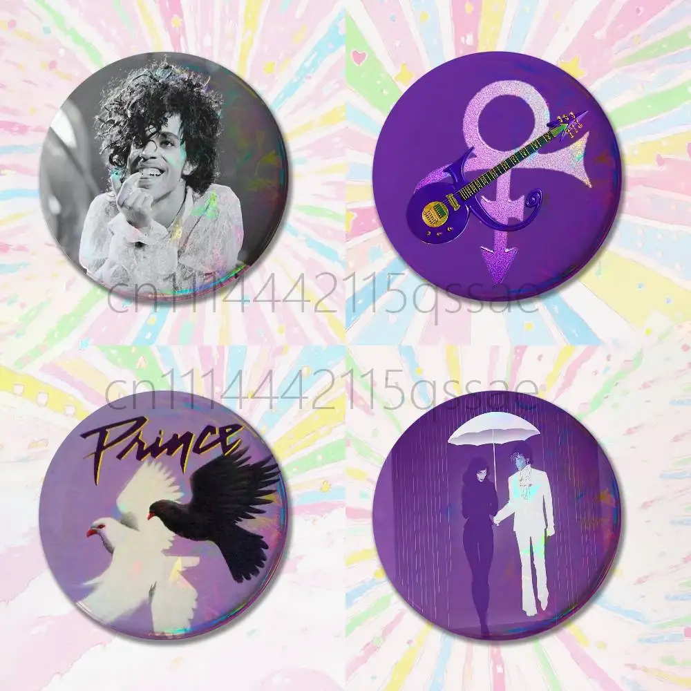 P-PRINCE Purple Rain Badges Tinplate Soft Button Pin Brooch Metal Badge Custom Jewelry Accessories Hat Bag Lapel