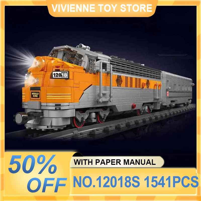 Mould King 12018S Remote Control Locomotive Building Blocks Bricks, RC Diesel Train Model, Excellent Gift Selection