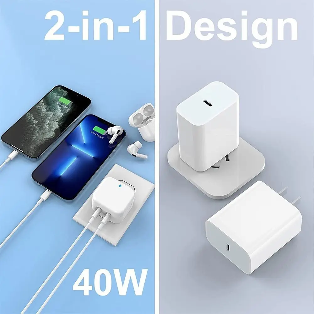 PD20W 2 Port Type-C Plug Quick Charger Charger Adapter Fast Charging Charger Head For iPhone 13 12 PRO MAX 11 XS Samsung