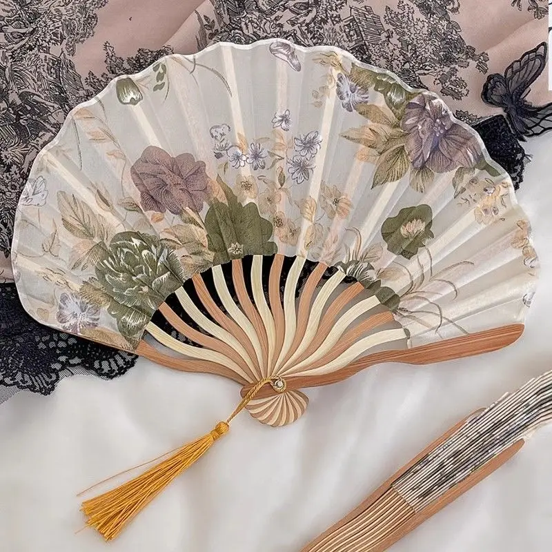 مروحة عتيقة محمولة عصرية، مروحة تبريد قابلة للطي، مروحة قابلة للطي من Hanfu، مروحة صينية كلاسيكية