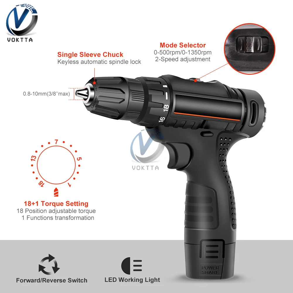 12V Electric Cordless Screwdriver Multifunctional Rechargeable Electric Screwdriver Set Lithium Battery Electric Drill Tools