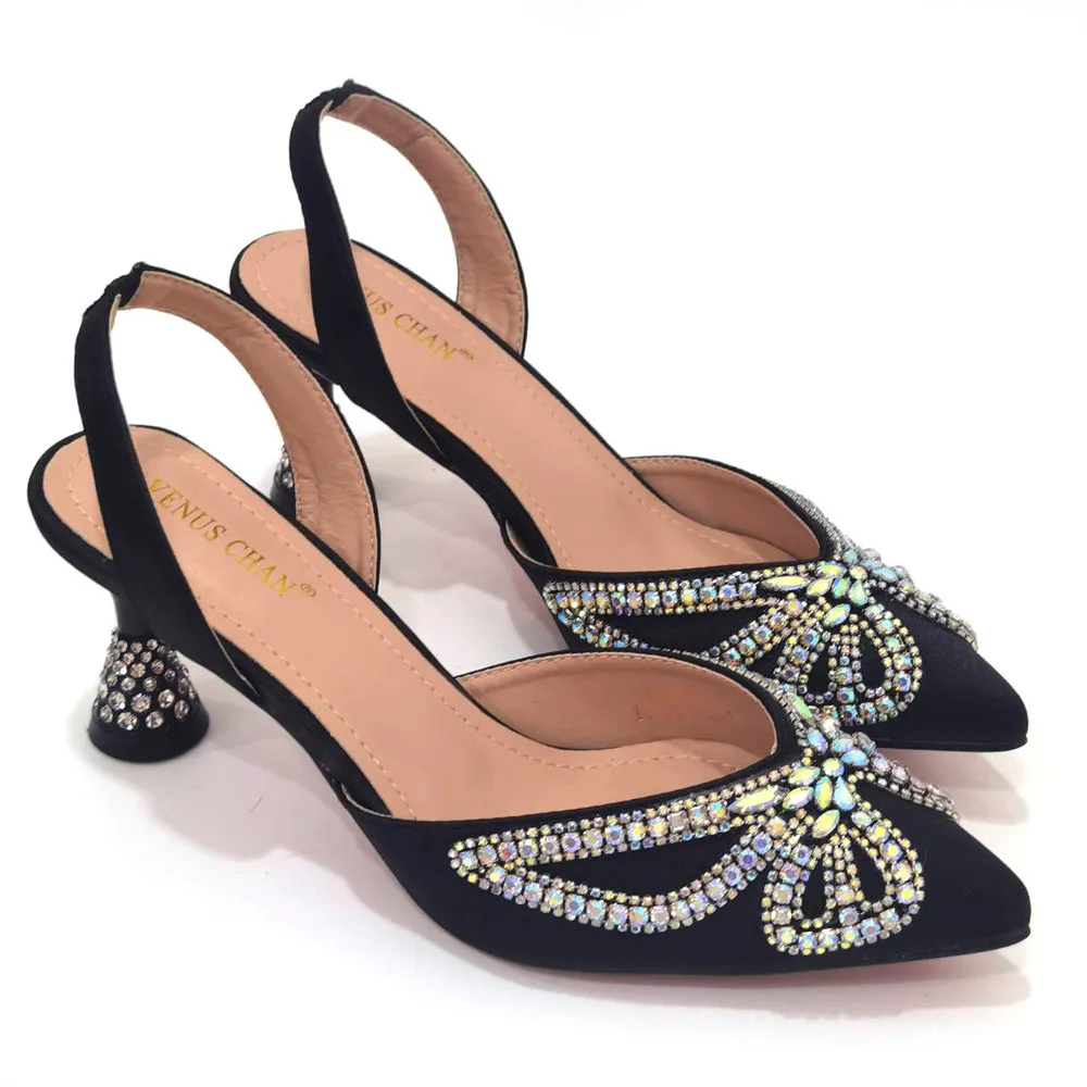 Elegant 2024 INS Style High-Heeled Shoes And Selected Lace Big Rhinestone Sexy Shoes Bag Beautiful Girly Style Shoes And Bag