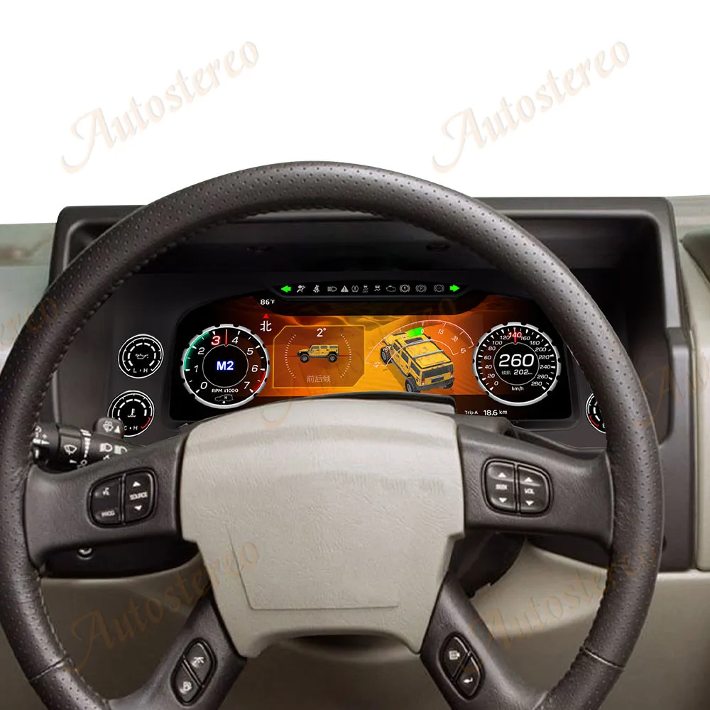 12.3 inch For Hummer H2 2002-2007 LCD Dashboard Instrument Panel Digital Cluster Smart Gauges Module Auto Speed Meter Ai Screen