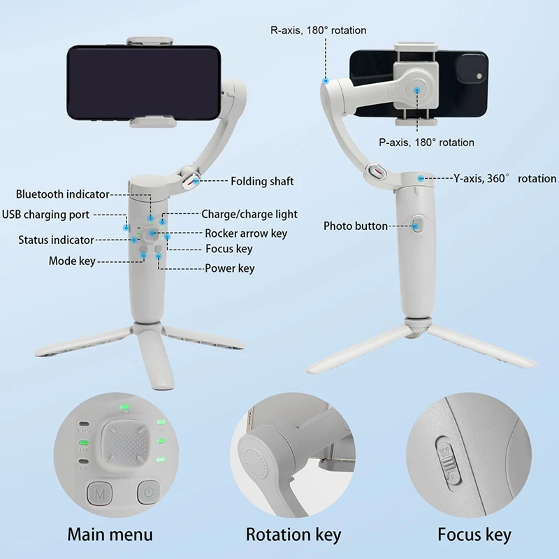 M1 360 Rotation Gimbal Stabilizer Selfie Stick Portable And Foldable Desktop Tracking Gimbal For Smartphone Live