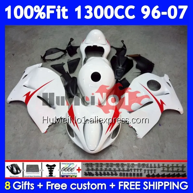 Fairing For SUZUKI Hayabusa Glossy white GSXR-1300 GSXR 1300 CC 125No.6 GSXR1300 1996 1997 1998 1999 2000 2001 02 03 04 05 06 07