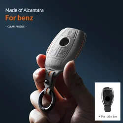 For Mercedes Benz CLS CLA GL R SLK AMG A B C S Class Car key case Alcantara Suede Smart Remote Keychain Protector Accessories