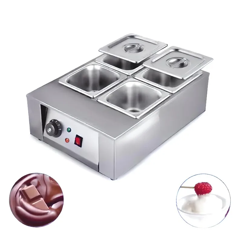 

Коммерческий 4-плавильный горшок, электрическая машина для закалки шоколада, нагревательный плавильный бак для шоколада, плавильный бак для шоколада
