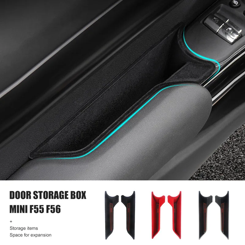 

2Pcs/4Pcs ABS Suede Car Interior Door Storage Box Car Styling For M Coope r S 1 J C W F 56 F 55 Auto Accessories