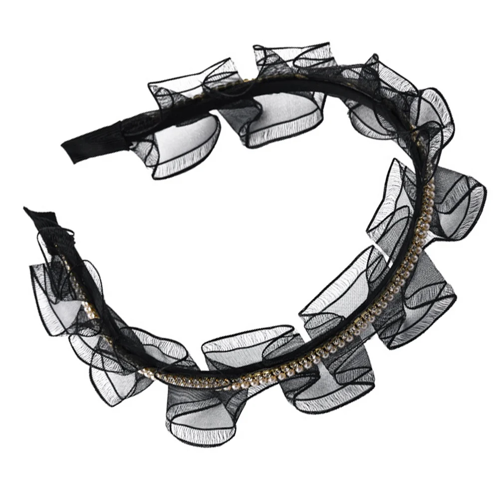 

Retro Lace Hair Hoop Stylish Mesh Headb Decor Scarf Clip Headdress Bow Hair Jewelry Cosplay Hoop Women Party Daily Hairstyle
