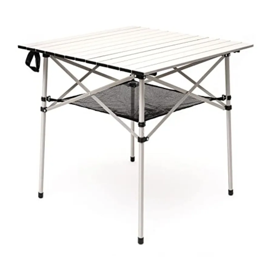 Aluminum Folding Table for Camping Lightweight Roll Up Top Portable Camp Tables with Carry Bag for Outdoor Picnic Square Gray
