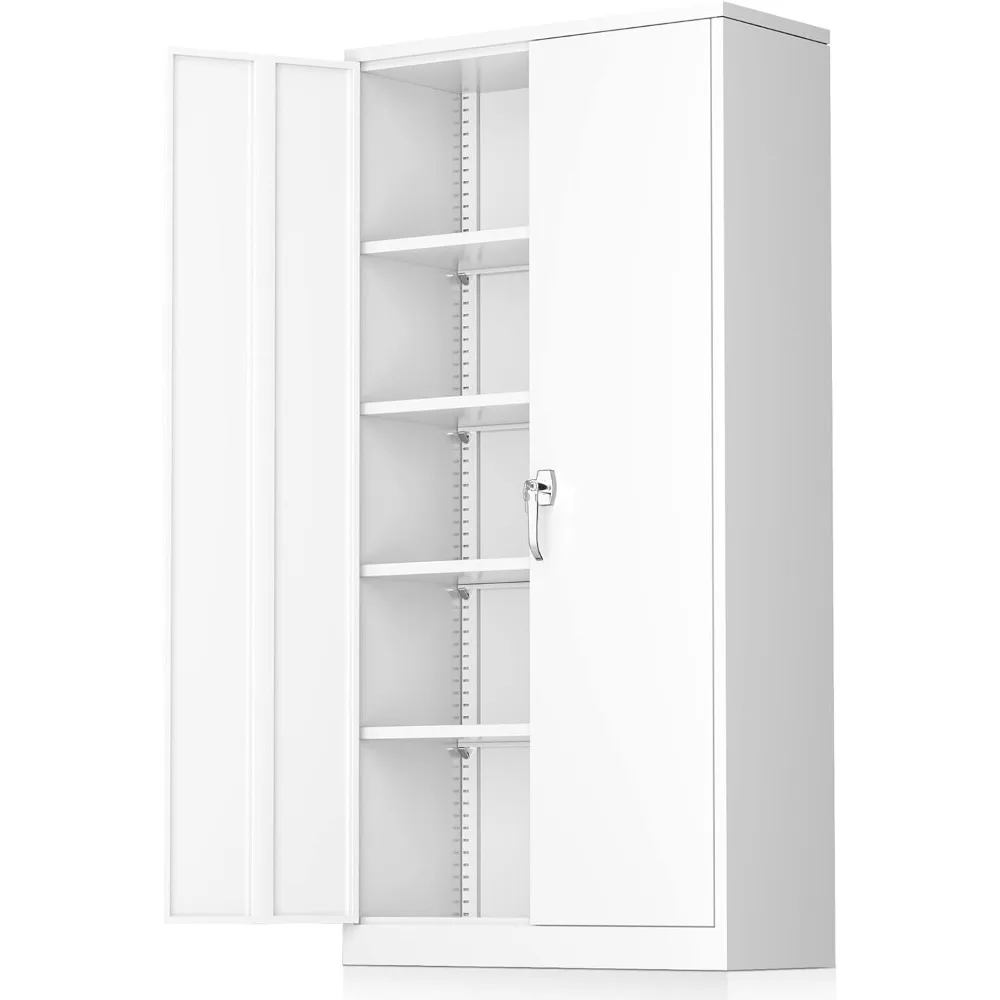 

Metal Storage Cabinet for Garage, Steel Locking Cabinet with Doors and 4 Shelves, Tall Tool Cabinets for Garage Storage Systems