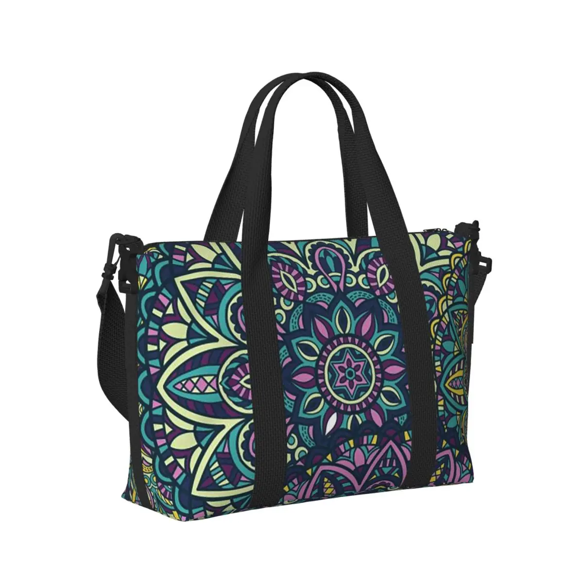

Mandala Colorful Floral Beach Travel Bag Large Capacity Tote Bags for Gym Yoga Women Shopping Duffle Shoulder Bag