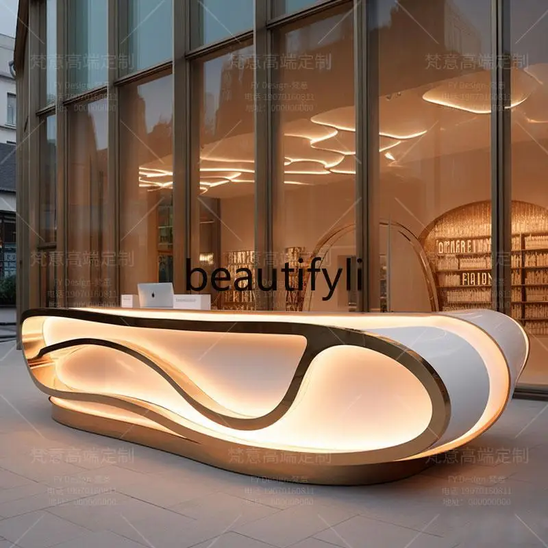 Customized creative FRP special-shaped front desk beauty salon office reception service checkout page