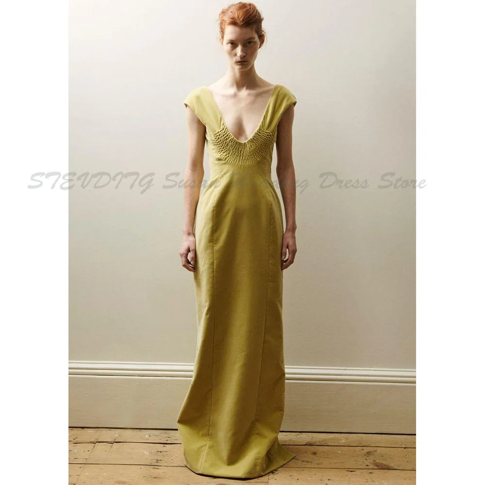 

Classic Evening Dresses Women Floor Length High Quality V Neck Sleeveless Banquet Prom Party Female Formal Occasion Gowns Simple