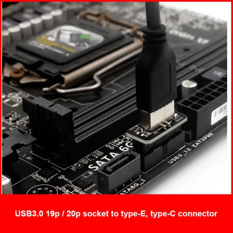 Motherboard Internal USB 3.0 20Pin/19P Header To Type-E A-Key USB 3.1 20 Pin Adapter For Type C Front Panel Chassis Bracket New