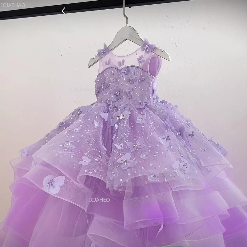 Children Sweet Puffy Tulle Dress for Girls Clothes New PrincessModel Show Pageant Dresses Party Gown Flower Girl Wedding Host