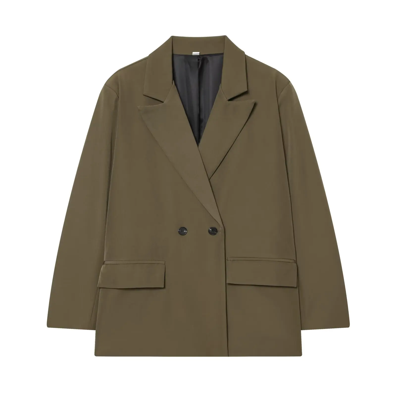 Modischer Damen-Blazer Büro-Dame Langarm Doppelreihiger Mittellanger Casual-Anzug Mantel Elegante Schlichte Stilvolle Oberbekleidung – Detail 19