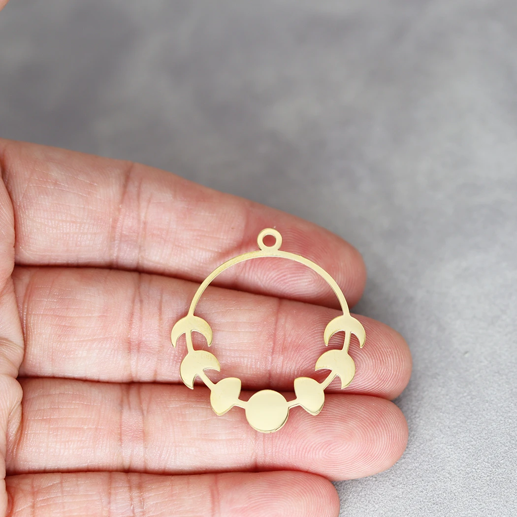 دلاية دائرية من الفولاذ المقاوم للصدأ للنساء والرجال ، بساطتها ، صناعة المجوهرات المصنوعة يدويًا ، هدايا الحفلات ، إكسسوارات ذاتية الصنع ، القمر ، 3