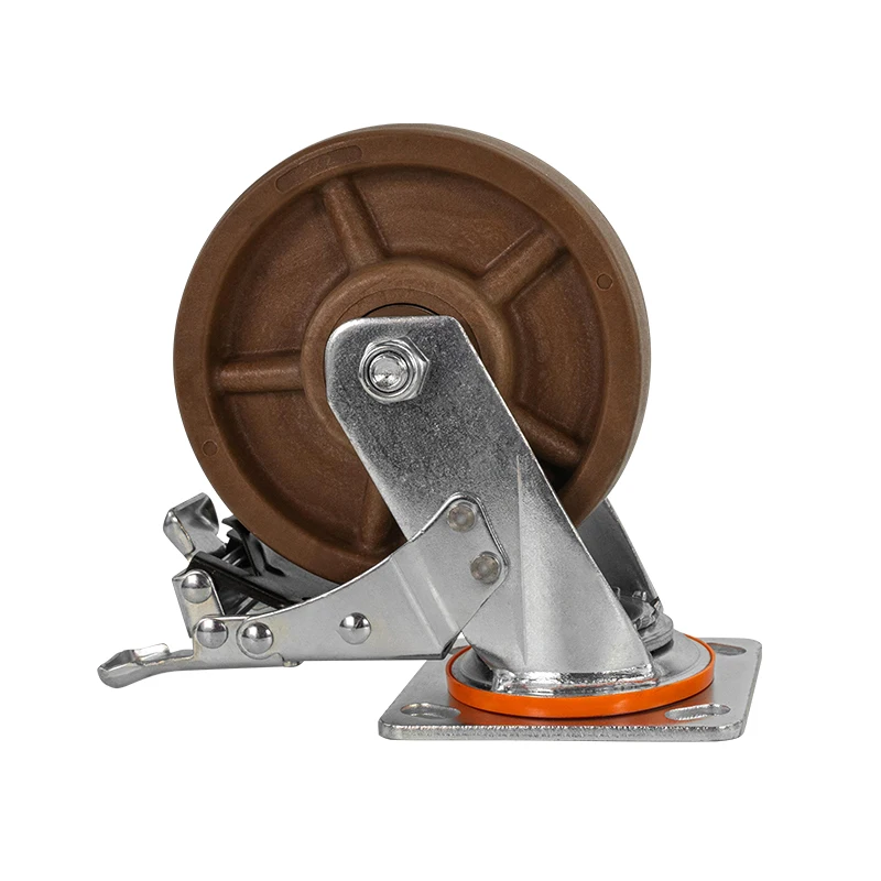 8 inch High-temperature resistant swivel casters, brown industrial heavy-duty casters, directional casters, handcart and flatbed