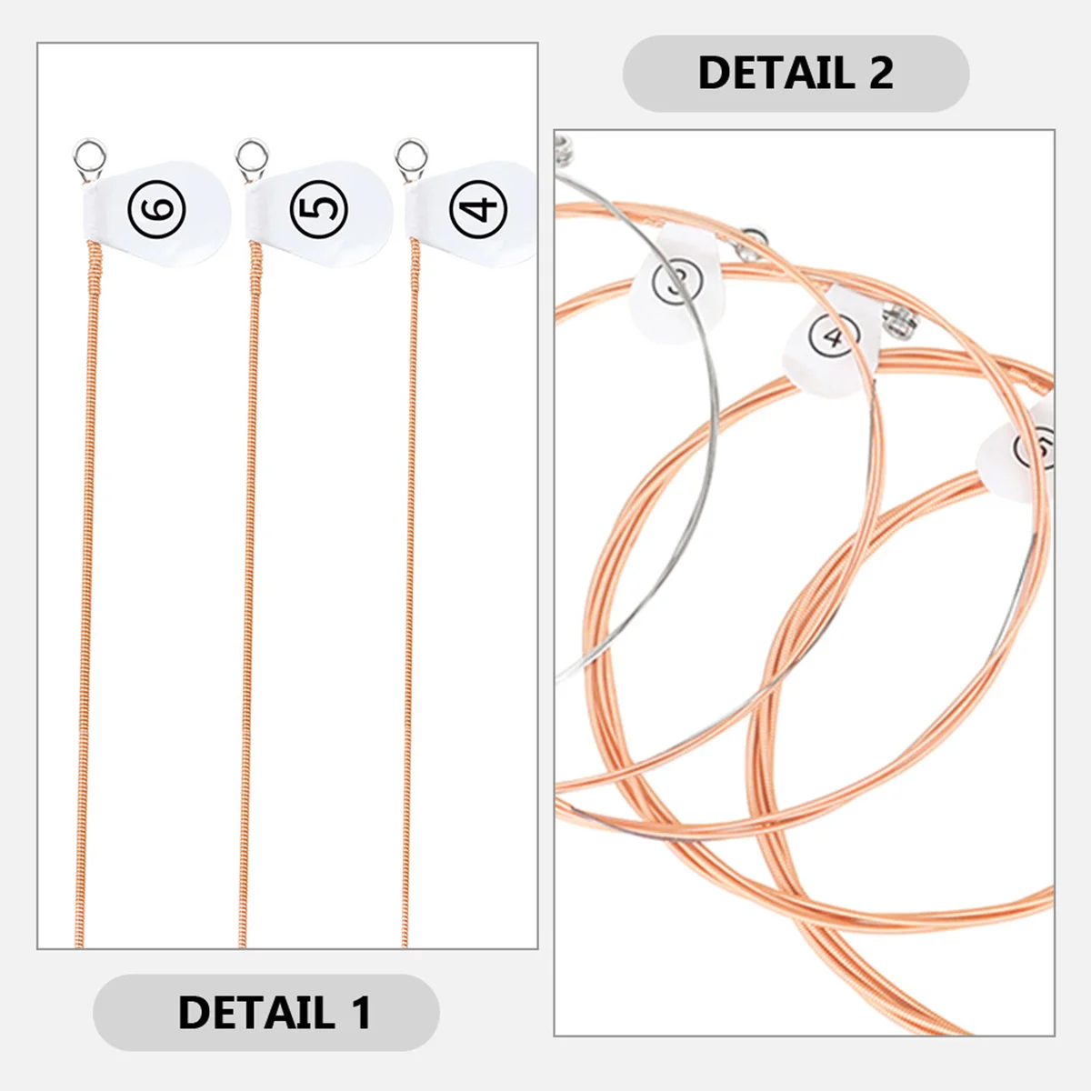 6 قطعة سلاسل الغيتار الشعبي سلسلة الغيتار الصوتية استبدال لهجة مشرقة تحافظ طويلة للعب الانحناء بالإصبع
