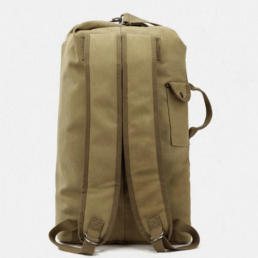 

Elegant Vintage Canvas Rucksack Folding Solid Color Multi-pockets Design Backpack Multi-purpose Handbag