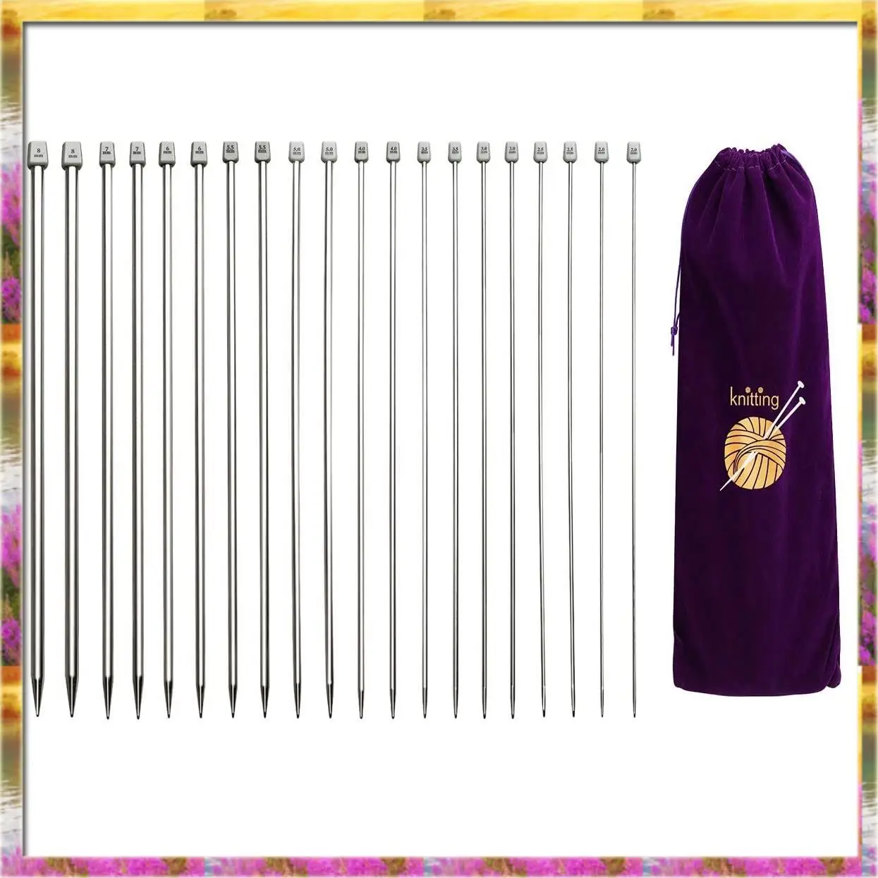 【AB07 Price 】Knitting Needles, Straight Single Pointed Knitting Needles Kit, 22 Pcs Metal Short Knitting Pins And Handy Storage