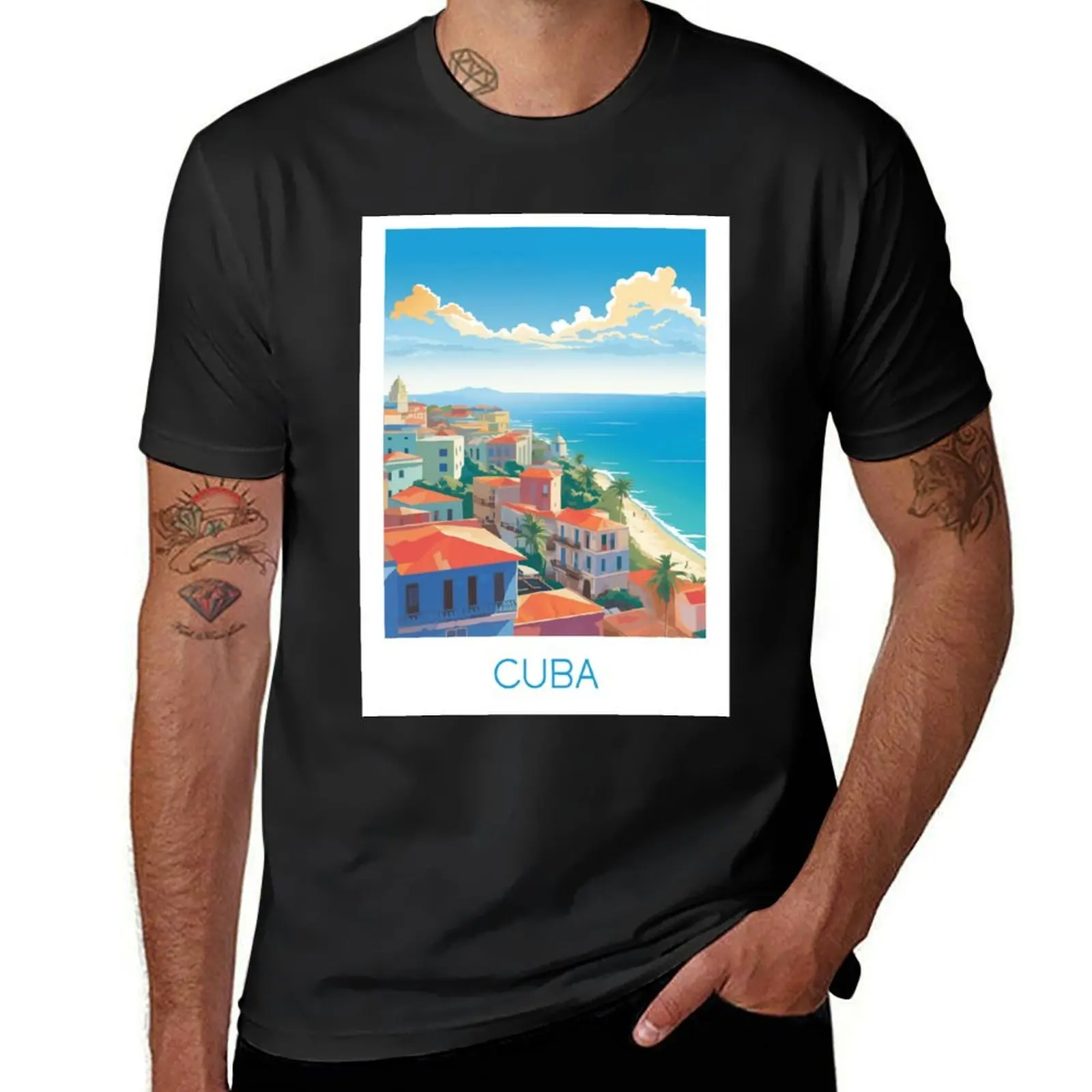 CUBA Minimal Travel Poster T-Shirt sweat plus sizes cute tops mens t shirts pack