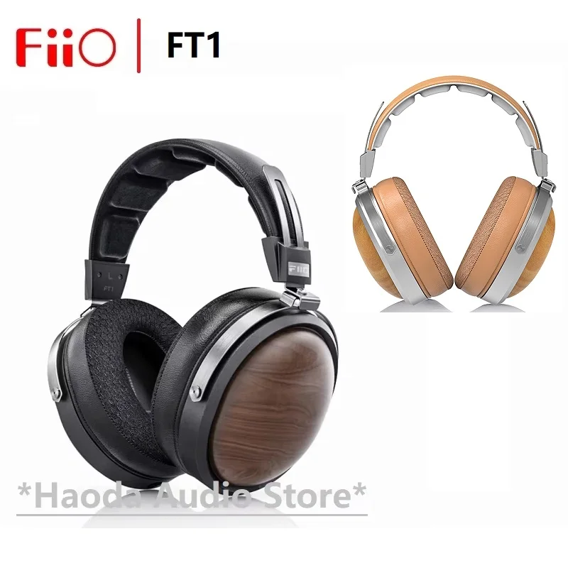 FiiO FT1 Closed-Back Over-Ear Nanowood Fiber Composite Diaphragm Wired Hi-Fi Headphones, American Black Wood Ear Cups for Studio