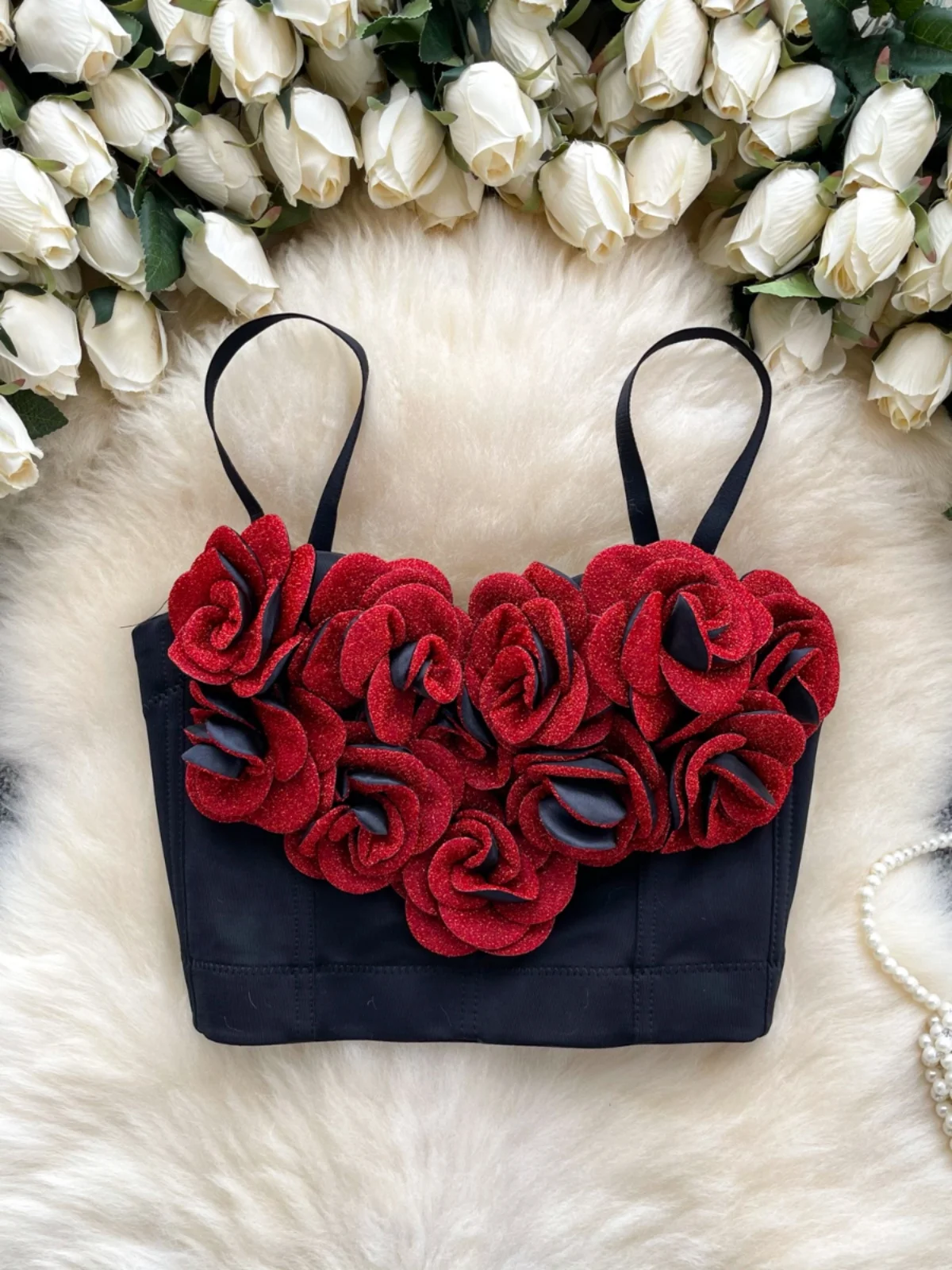 

Женский летний сексуальный корректирующий бюстгальтер с 3d цветами, топ на бретельках, женская уличная одежда, тонкий короткий топ на бретельках с цветочным принтом