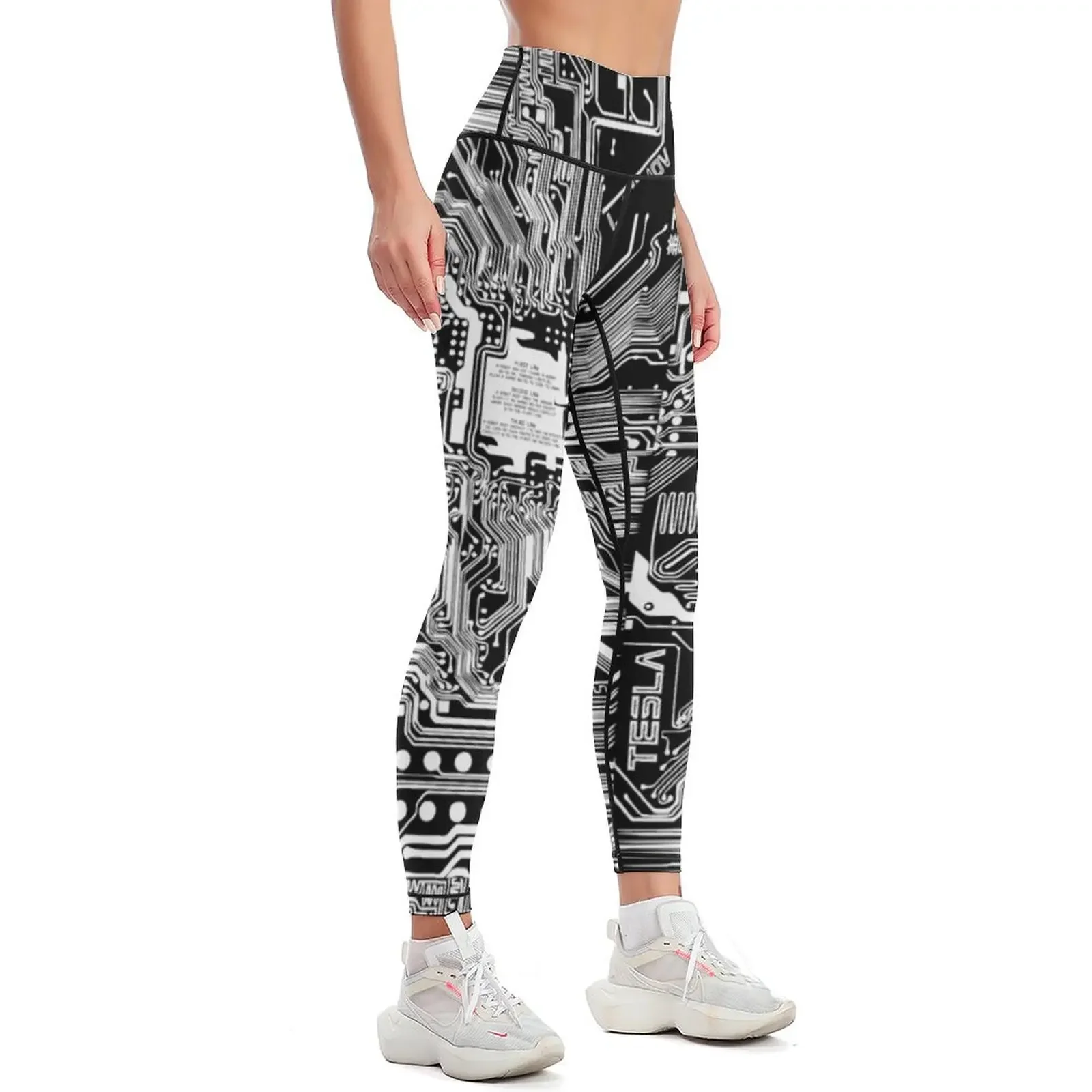 White computer electronic circuit, Asimov tribute Leggings Women's sports harem pants Womens Leggings