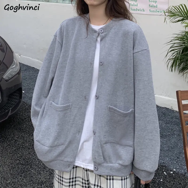 

Базовые куртки женские однотонные свободные повседневные модные корейские стильные студенческие универсальные весенние верхняя одежда тонкие популярные карманы Harajuku Chic
