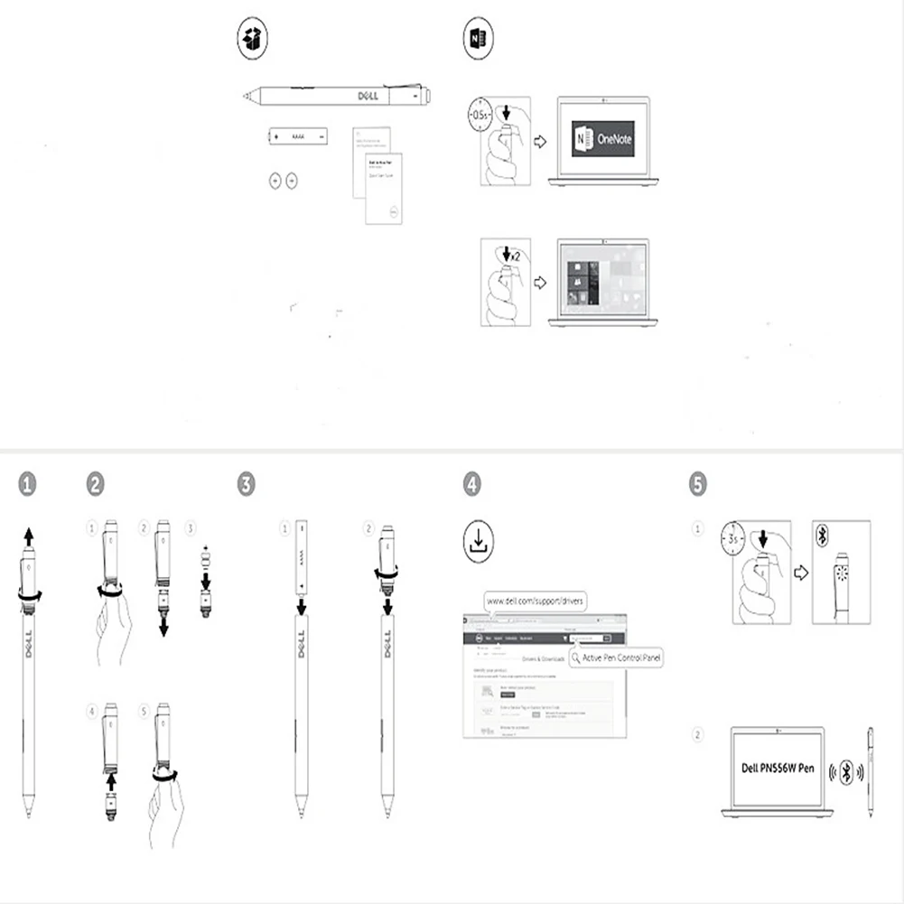 dellアクティブスタイラスペン、筆圧感知スタイラスペンpn557w、dell-latitude-5300、5310、7200、7210、7285、2-in-1対応スタイラスペンシル