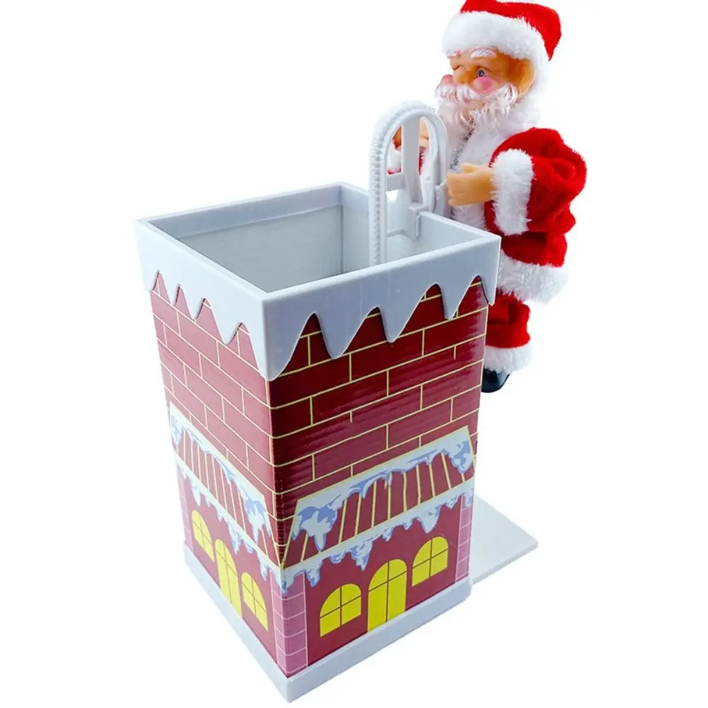 Electric Santa Claus Climbing Ladder Chimney Double Ladder Climbing Santa Claus Christmas Decoration Climb Rop Santa Party