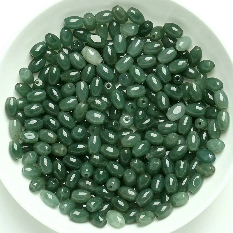 Natural Jadeite Myanmar Green Jade Rice Beads For Jewelry Making Diy Bracelet Necklace Jades Marquise Shape Bead Accessorie