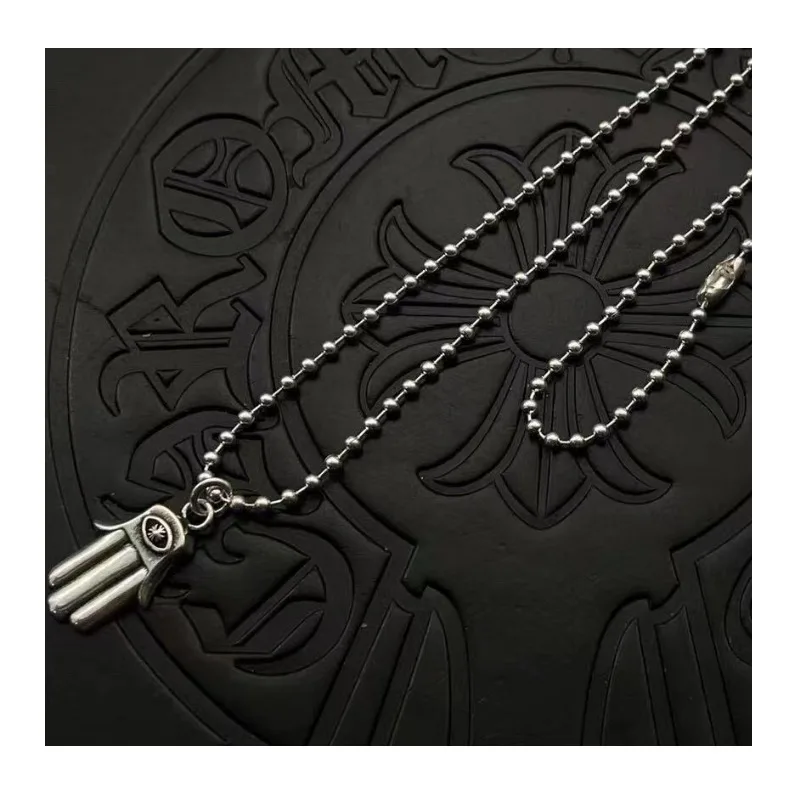 Small Heart Moon Muse Hand Necklace Thai Silver Vintage Sweater Chain Premium Autumn and Winter