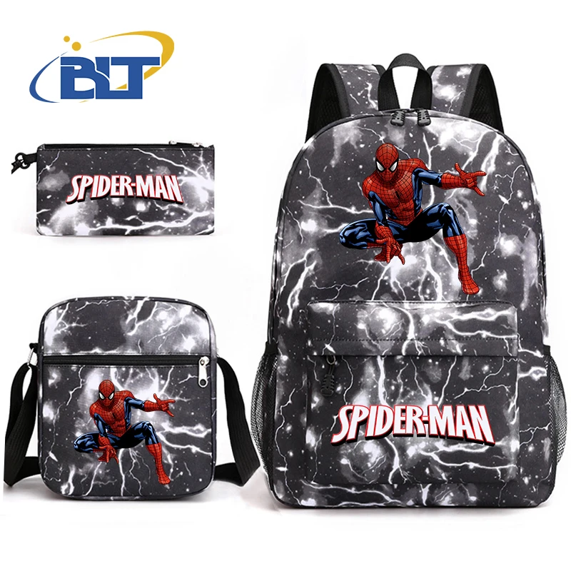 MINISO-Ensemble de cartables College Spider-Man pour enfants, sac à crayons étudiant, sac à dos initié, ensemble de trois pièces