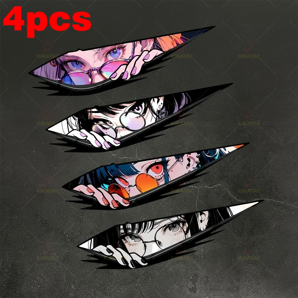 4 piezas/1 juego de pegatinas de motocicleta JDM Anime |   Calcomanías de Vinilo Impermeables para Tanque de Combustible, Paneles Laterales, Casco, Ventana de Auto y Laptop