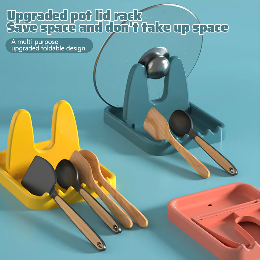 

Foldable Pot Lid Rack Plastic Kitchen Spoon Holder Fork Spatula Rack For Kitchen Organizer Pan Cover Shelf Tableware Storage