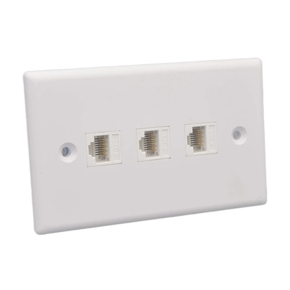 1/2/3/4/6 Port CAT6 RJ45 120 Type Jack Wall Plate Female To Female Network Socket In White for Internet Patch Cord USA Faceplate