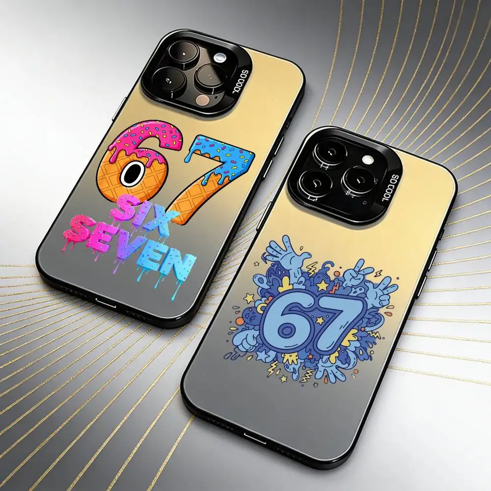 Memes Of 67 Six-seven(2) Phone Case For iPhone 16 17 15 14 12 13 Pro Max Black Candy Matte Shockproof Cover
