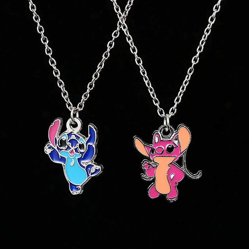 

Cartoon Stitch Couple Necklace Disney Hip Hop Personalized Men's and Women's Pendant Sweater Chain Best Friend Gift