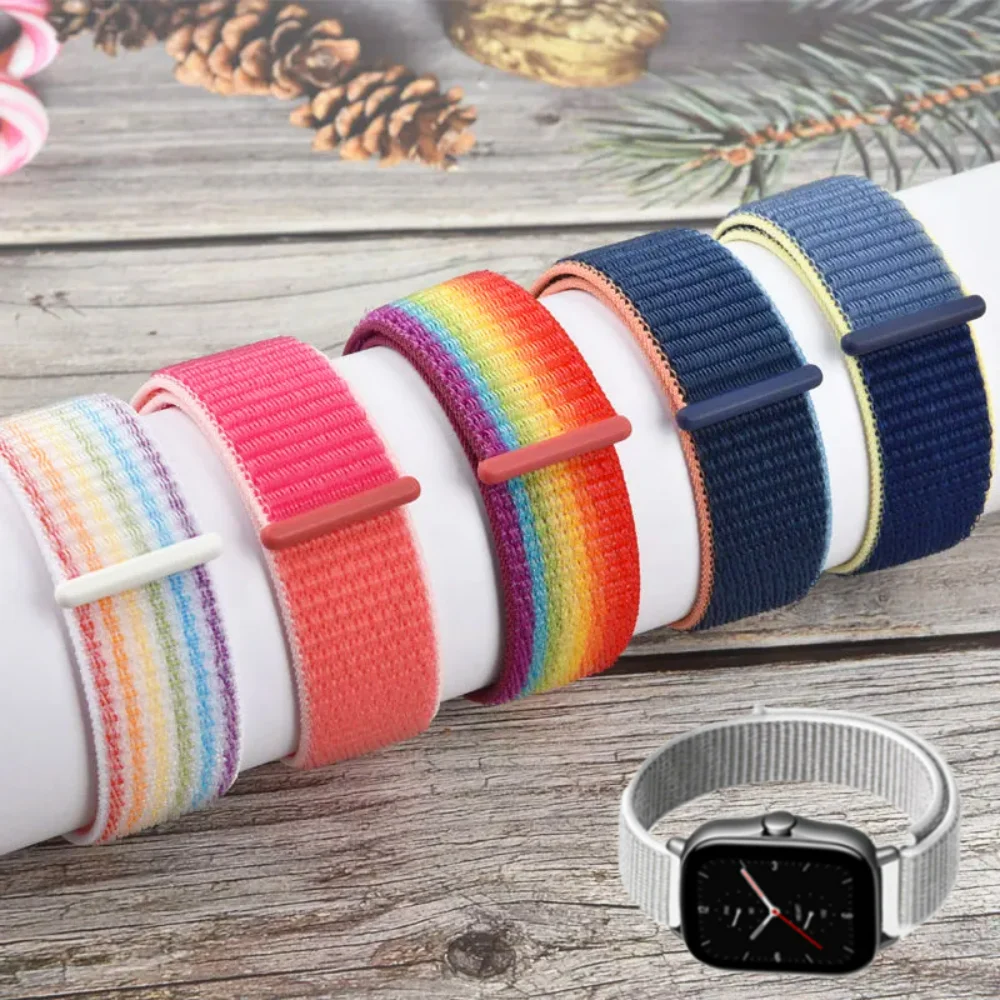 20mm 22mm Nylon Loop Band For Amazfit GTS4/2/3/3pro/2e/GTS2 Mini/GTR 4 42mm/47mm/GTR2/2e/Stratos Bracelet Belt Amazfit Bip Strap